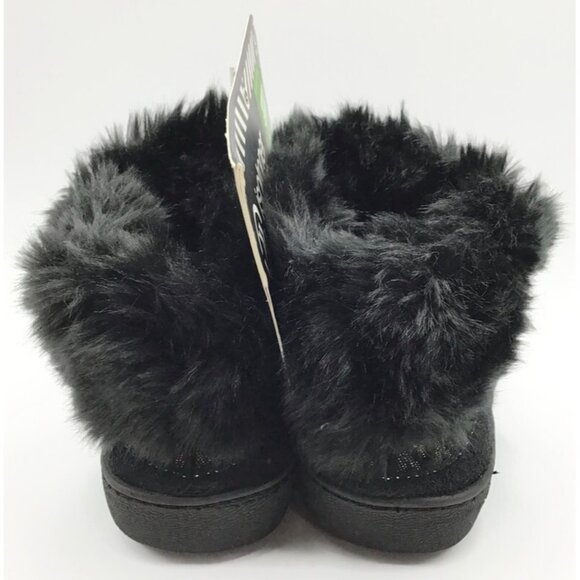 Isotoner Woodlands Slippers Womens 9.5-10 XL Black Fur Lined Memory Foam Booties - Picture 8 of 10